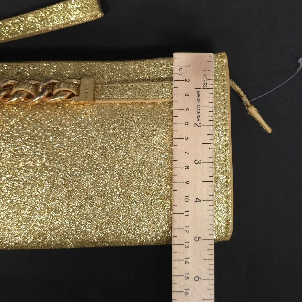 REBECCA MINKOFF Womens New Wristlet Bag Curb Link Clutch Gold HF24TGFCLT